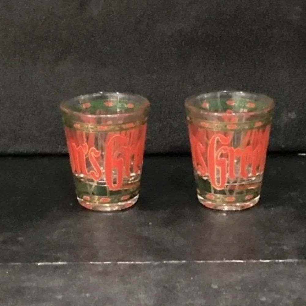 Culver Seasons‎ Greeting Shot Glasses, Set of 2, Vintage Stained Glass Design